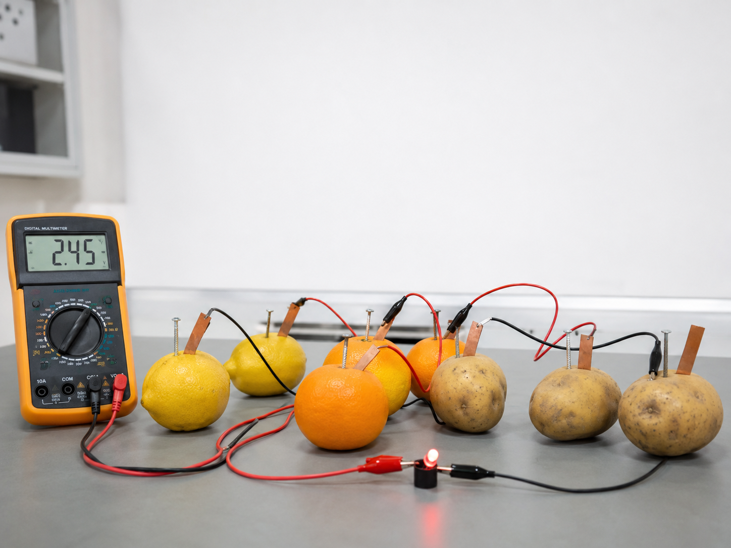 Batería con frutas: energía química a eléctrica