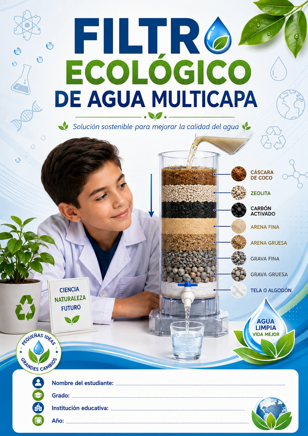 Filtro ecológico de agua multicapa