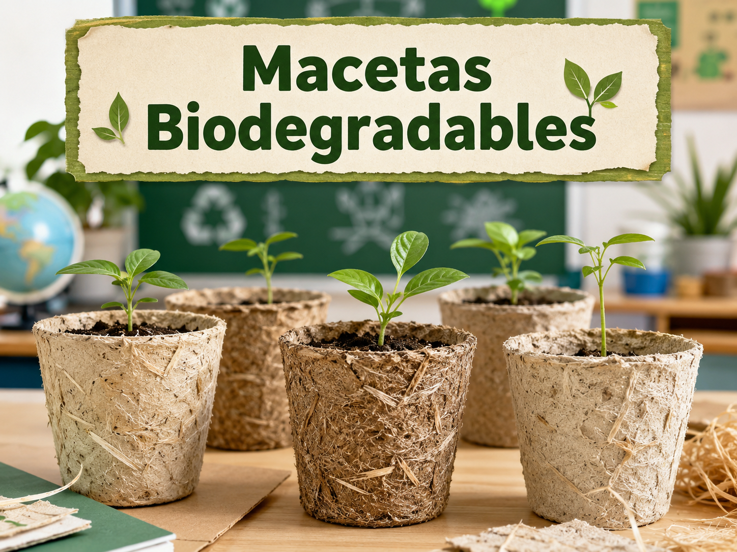 Macetas biodegradables a partir de papel y fibras naturales