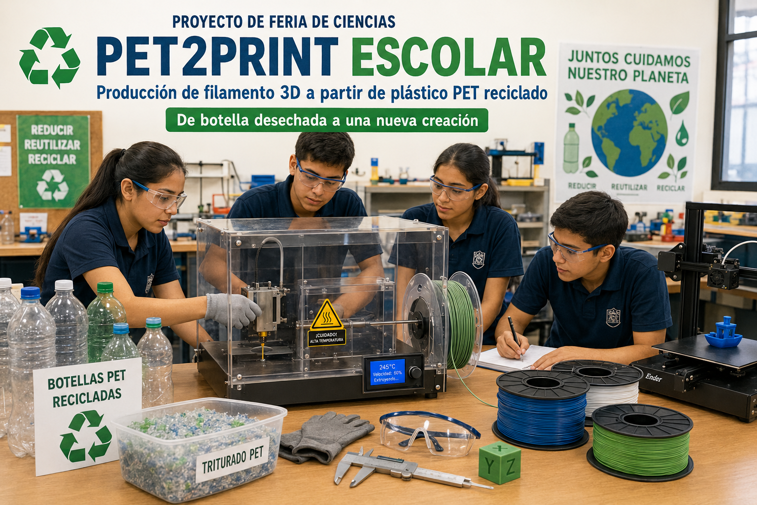 Producción de filamento 3D a partir de plástico PET reciclado